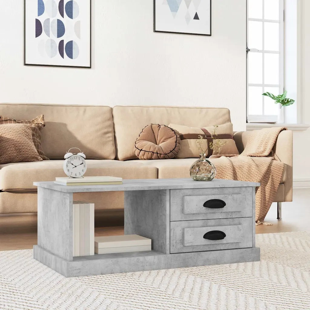 Tavolino Salotto Grigio Cemento 90x50x35 cm Legno Multistratocod mxl 81966