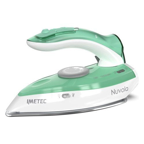 Imetec nuvola, ferro da stiro da viaggio a vapore, piastra in acciaio inox, 1000 w, manico pieghevole, custodia da viaggio, doppio voltaggio - 9048