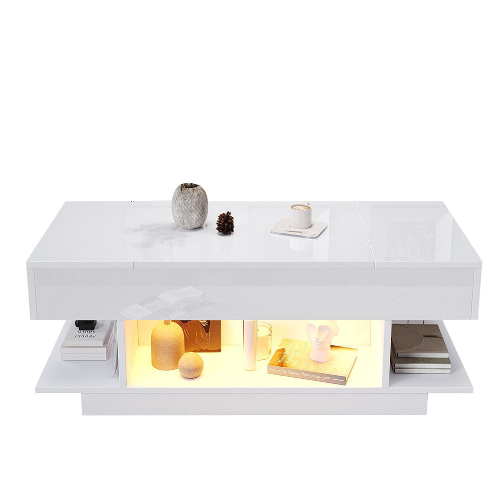 Tavolino regolabile - Xylo - 98x45cm piano alzabile bianco LED