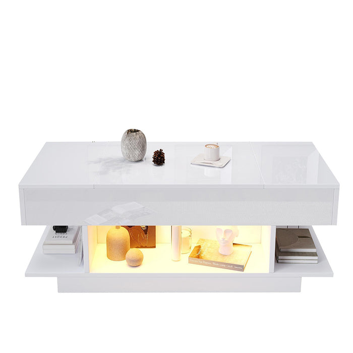 Tavolino regolabile - Xylo - 98x45cm piano alzabile bianco LED
