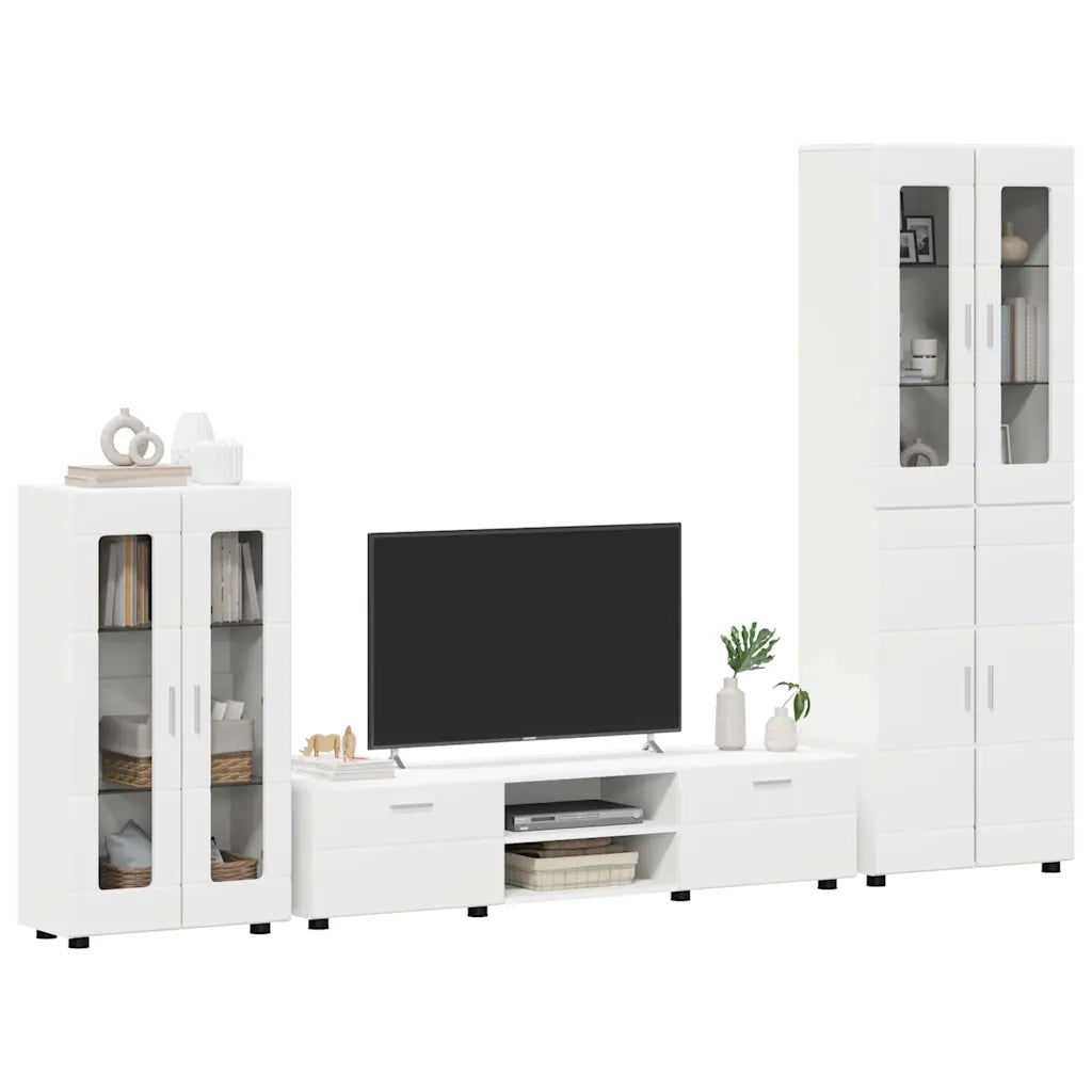 Set mobile TV con cassetto FLORIN Bianco Legno multistrato