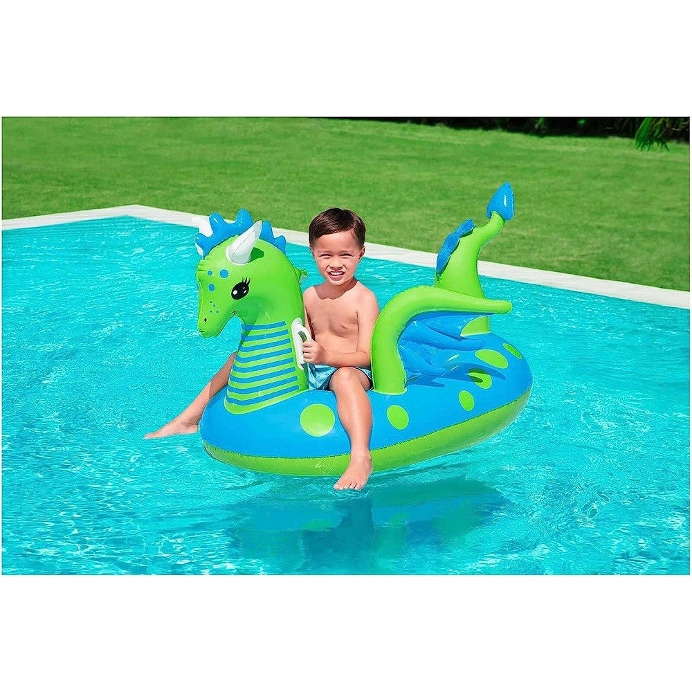 Trade Shop - Cavalcabile Gonfiabile Forma Drago Fantasy Dragon 134x142 Cm Con Maniglie 41476 -