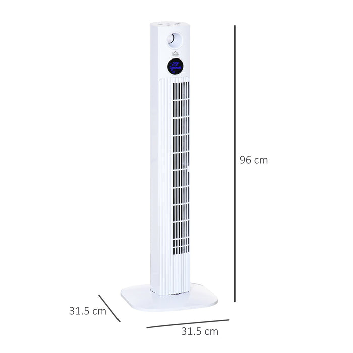 Ventilatore a Torre 45W a 3 Modalità e 3 Velocità con Timer da 12h 31.5x31.5x96 cm in ABS Bianco