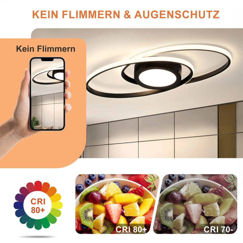 ZMH Lampada da soffitto plafoniera LED moderna dimmerabile 48W telecomando per corridoio