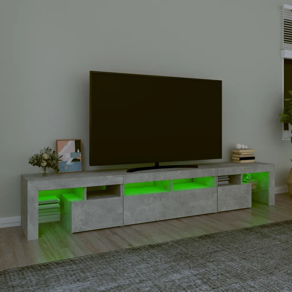 Mobile Porta TV con Luci LED Grigio Cemento 230x36,5x40 cm 3152789