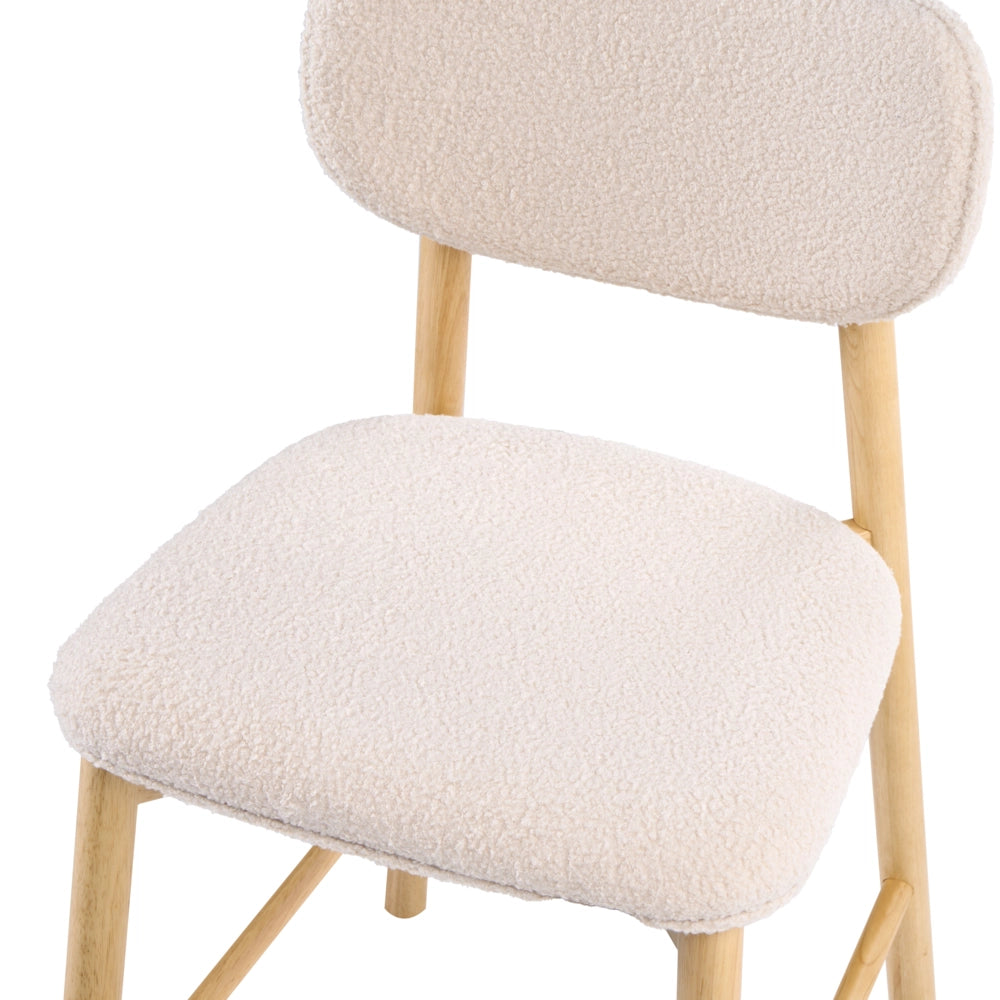 Set di 2 sedie da pranzo in boucle Struttura in legno marrone chiaro e beige schienale imbottiti Sala da pranzo Cucina