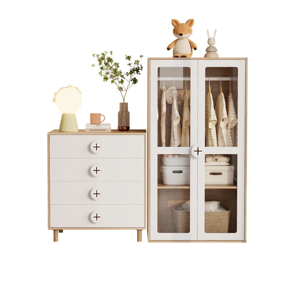 Set Armadio con Cassettiera ¨C Minimal ¨C Bianco, Legno