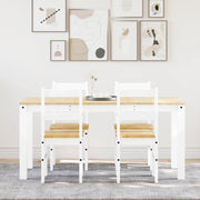 vidaXL Set da Pranzo 5 pz Panama Bianco in Legno Massello di Pino