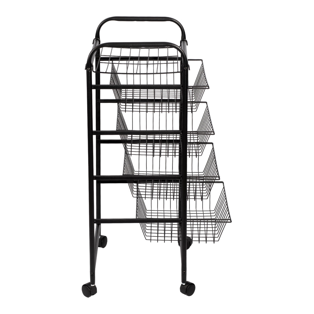 Carrello da Cucina 'Rudbjerg' Carrello con 4 Cesti a Rete e Piano Rimovibile Scaffale per Conservare Frutta e Verdura [en.casa]
