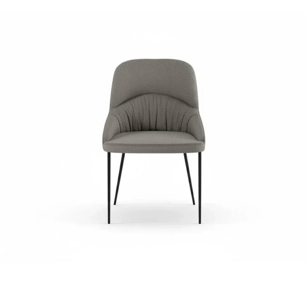Set di 4 sedie da pranzo imbottite in tessuto grigio chiaro Harmony con struttura in metallo facili da pulire | Duzzle