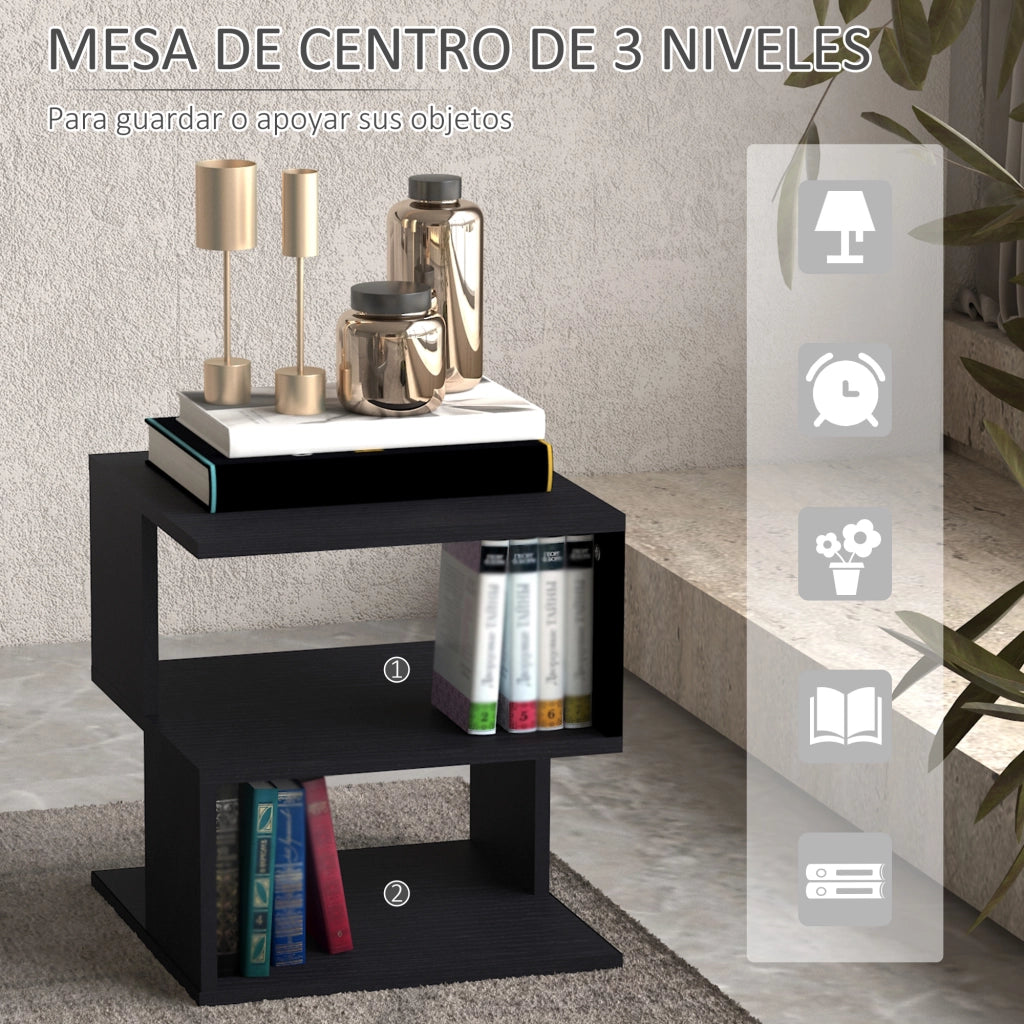 Tavolino da salotto 3 livelli ¨C Zephmum ¨C 40x40x43 cm nero