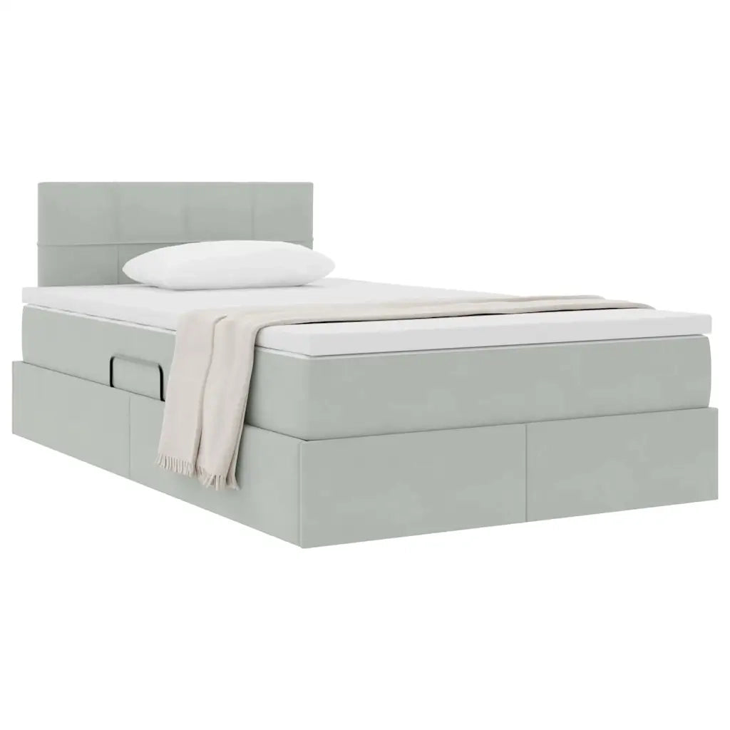 Letto con Contenitore Grigio chiaro 120 x 190 cm Velluto 3370743