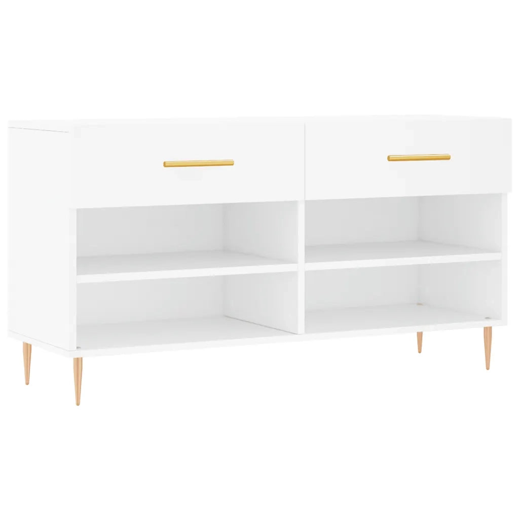 Panca Porta Scarpe Bianca 102x35x55 cm in Legno Multistrato