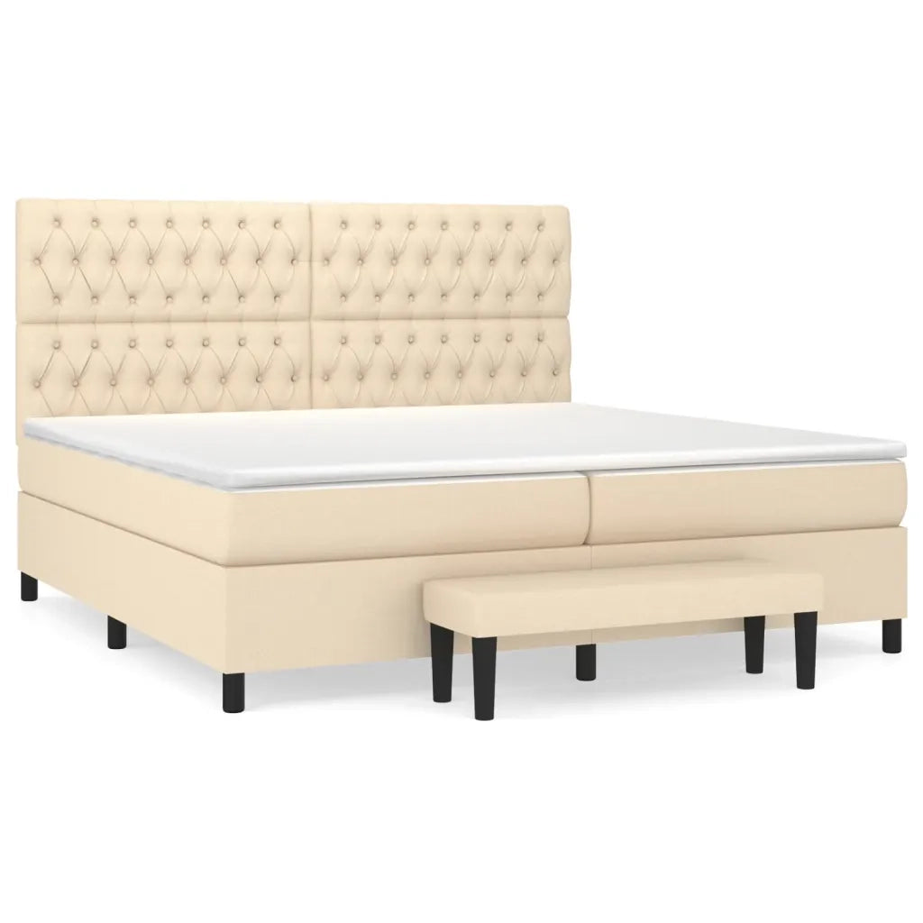 Giroletto a Molle con Materasso Crema 200x200 cm in Tessuto 3136866