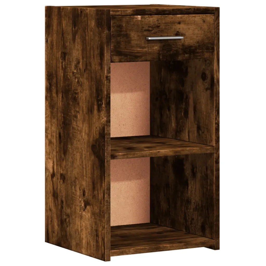 Comodino | Armadio da Notte | Mobiletto da notte Rovere Fumo 35x34x65 cm in Legno Multistrato