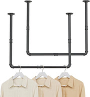 Supporti per abbigliamento per la montaggio a parete e soffitto - Set da 2 - Nero - 120 cm