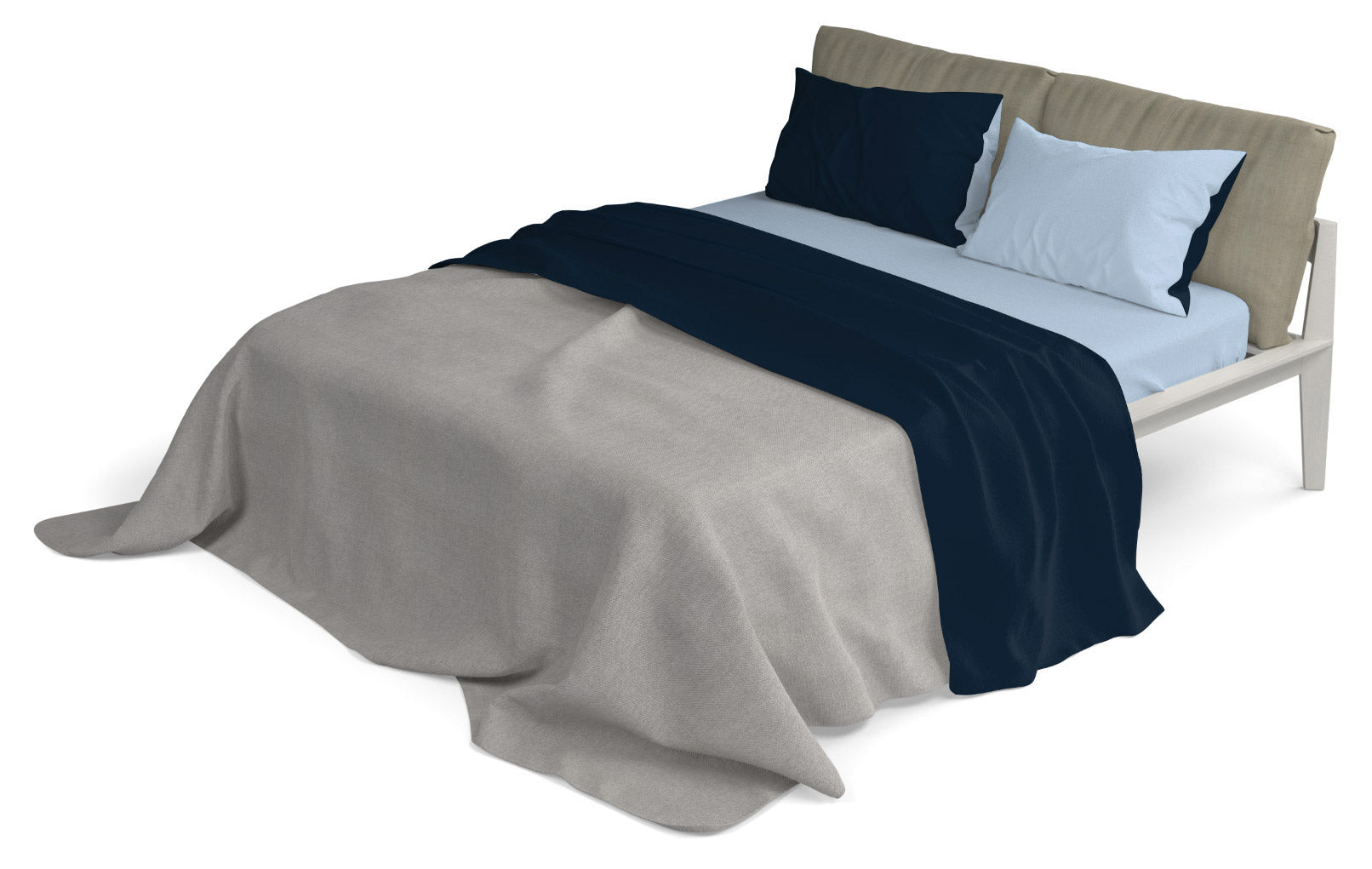 Set Lenzuola 1 Piazza e Mezzo Sopra Sotto e Federe Doubleface Blu Scuro/Azzurro