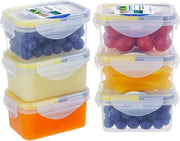 Set di 6 contenitori a chiusura ermetica in plastica 180 ml, trasparente, con coperchio, contenitore rettangolare per piccoli oggetti, contenitore per salse, scatola per snack