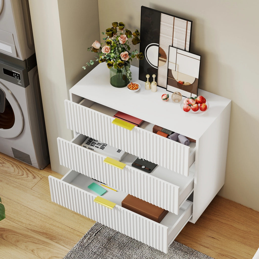 Cassettiera con 3 cassetti - per soggiorno e camera da letto - in MDF - 80x40x72 cm - bianco