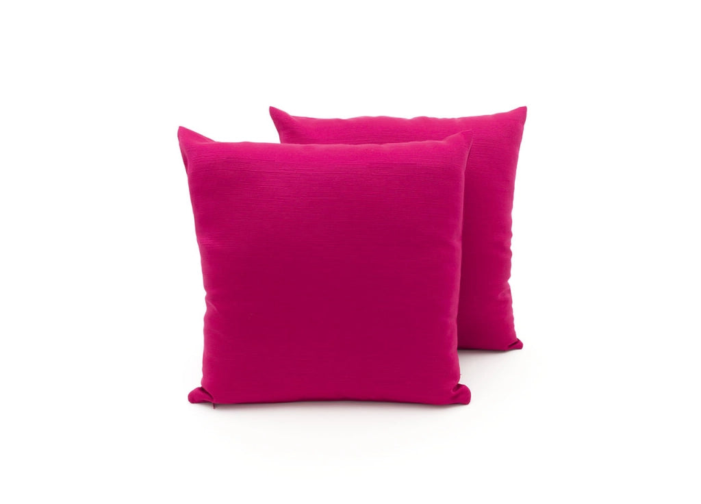 Coppia Cuscini Arredo Imbottiti Tessuto Ottoman In Tinta Unita Colore Fucsia 30 - 50x50 - Fuxia 30