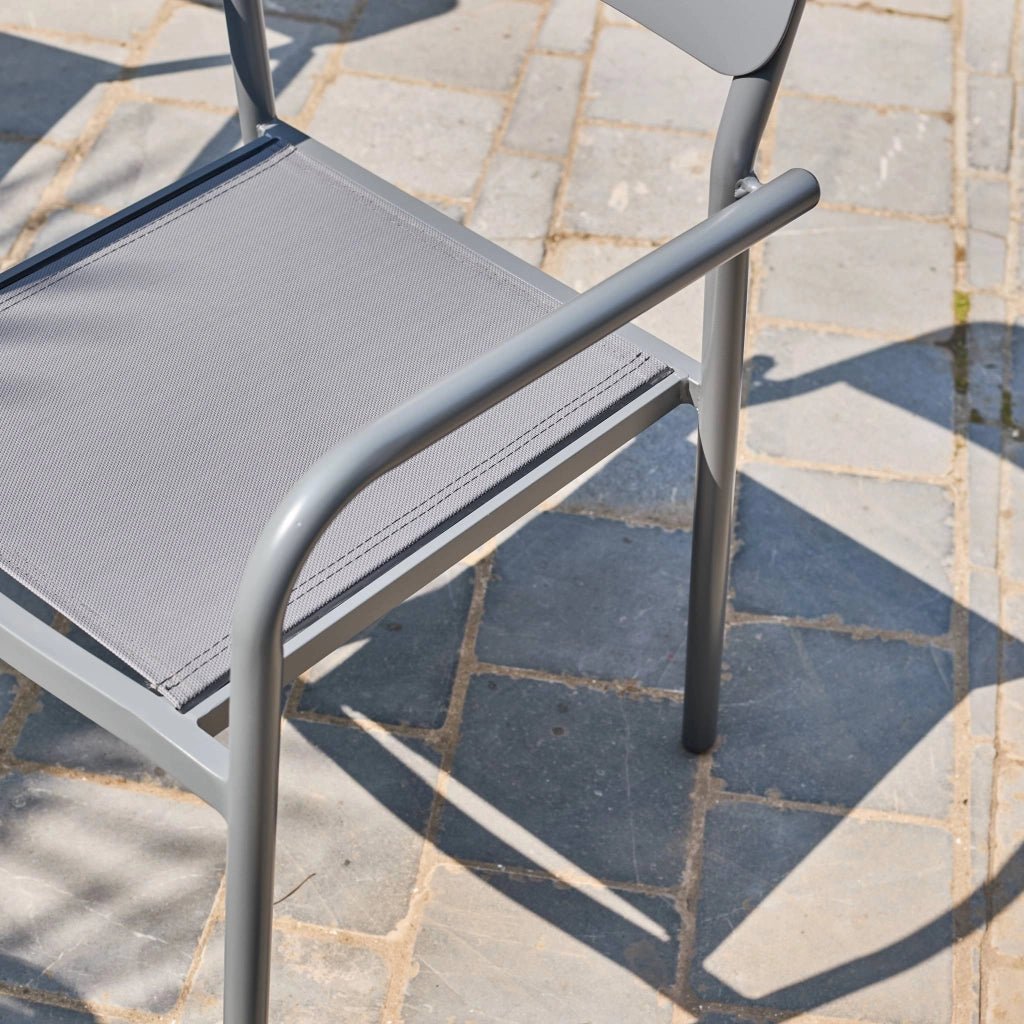 Set 4 sedie da giardino impilabili in alluminio e textilene, antracite