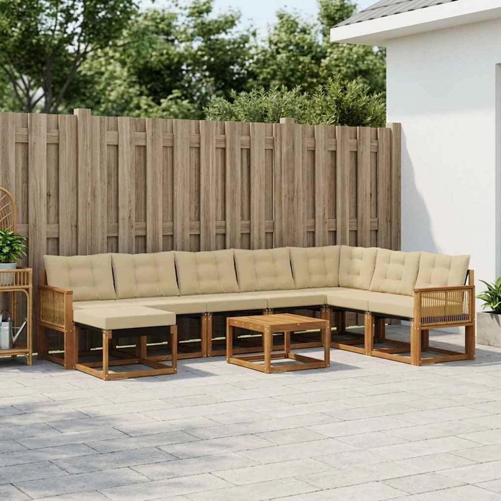 Set di divani da esterno 9 pz Naturale e Beige 3382165