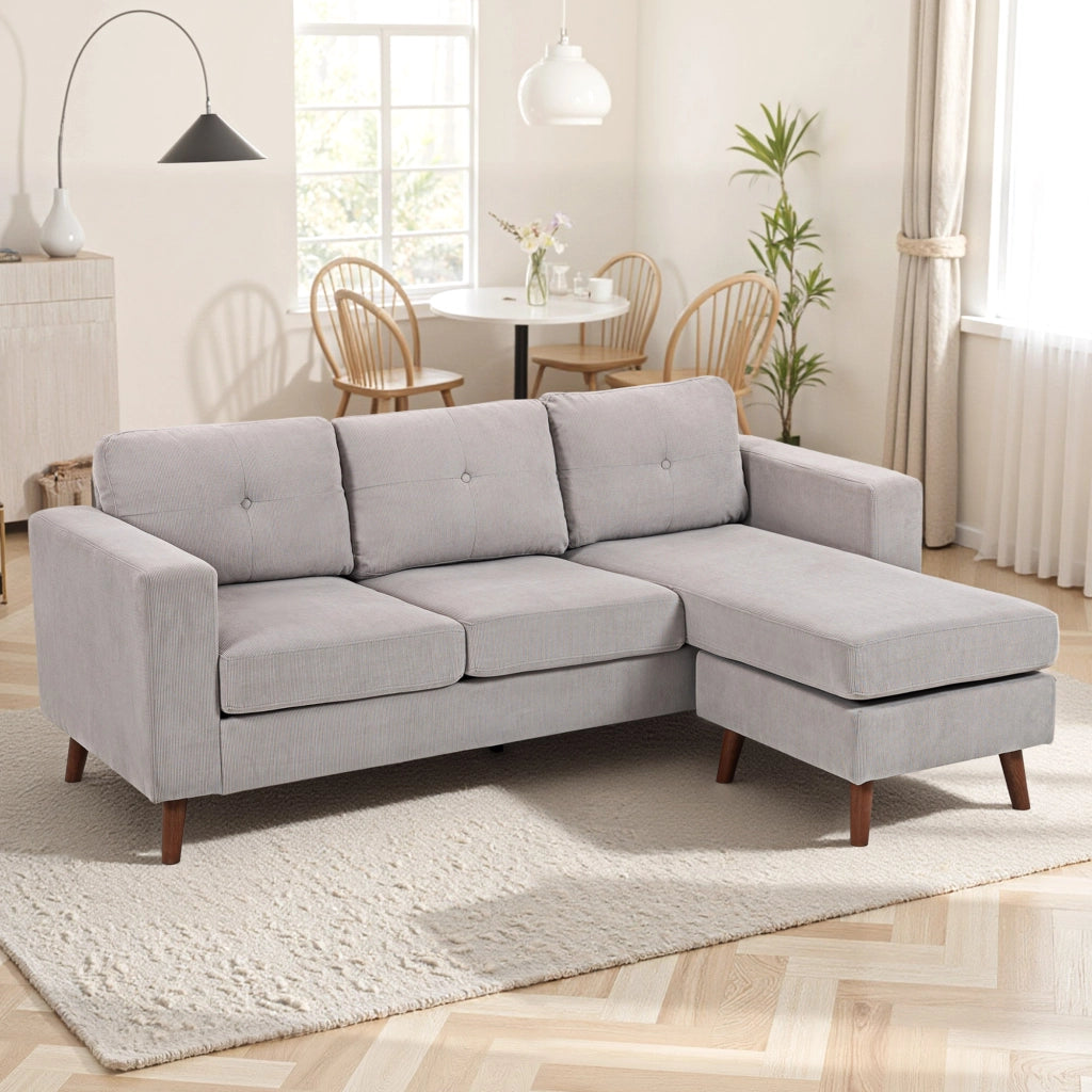 Divano angolare reversibile in velluto ¨C zephmum ¨C grigio chiaro 192x137x84cm