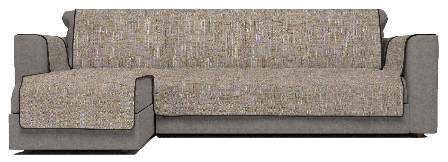 Copridivano in Poliestere con Penisola Sinistra Seduta 290 cm Marrone