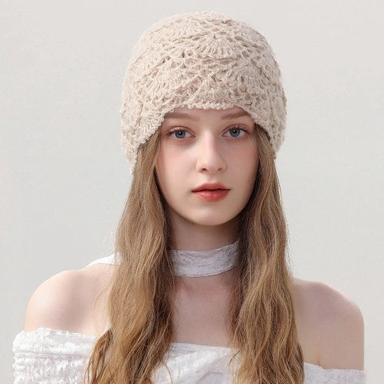 Casual cappello per donna senza bordo, berretto estivo a maglia mano