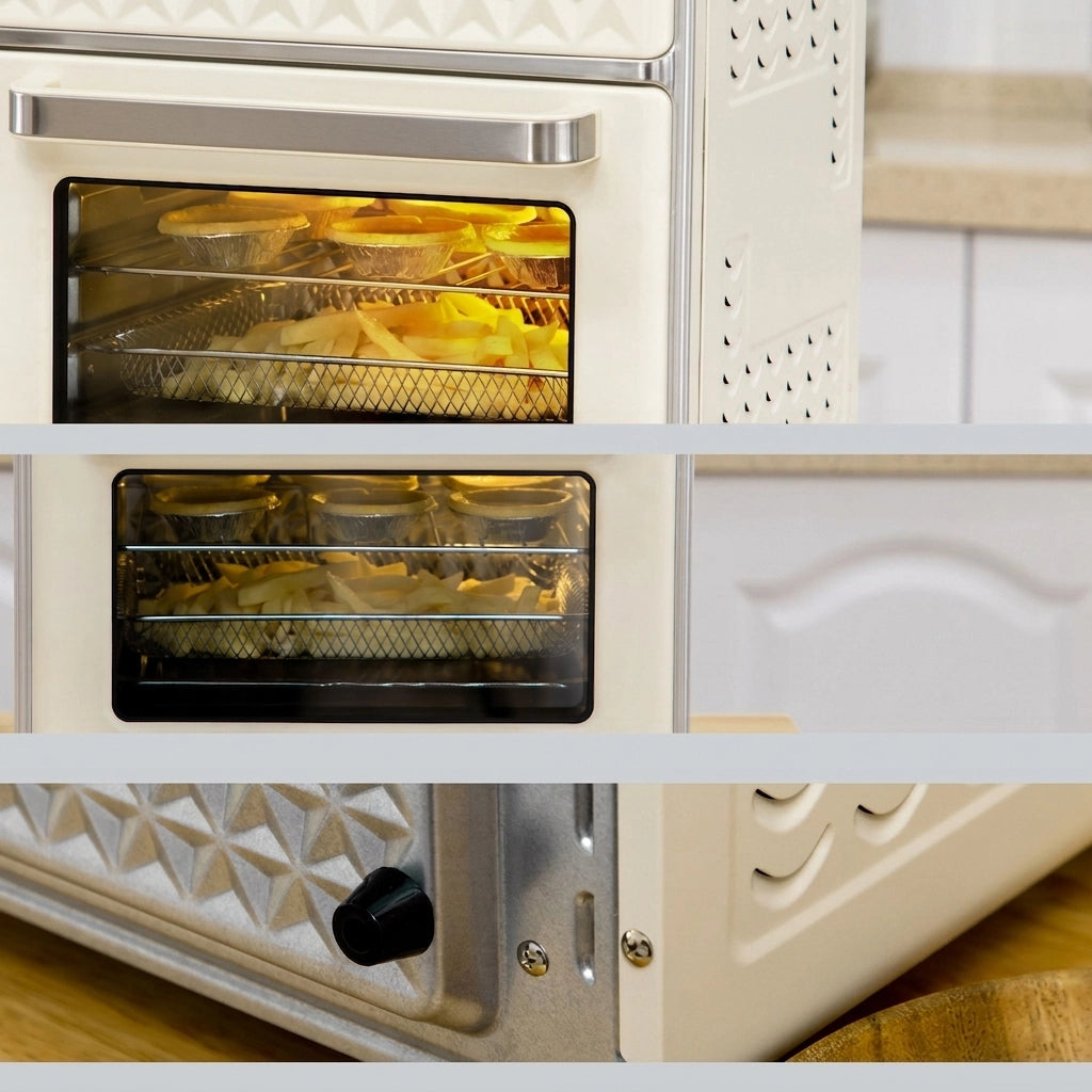 Mini Forno Ventilato 20 L 1400 W 7 in 1 con Temperatura 90-230°C; Timer 60 Min e Cestello