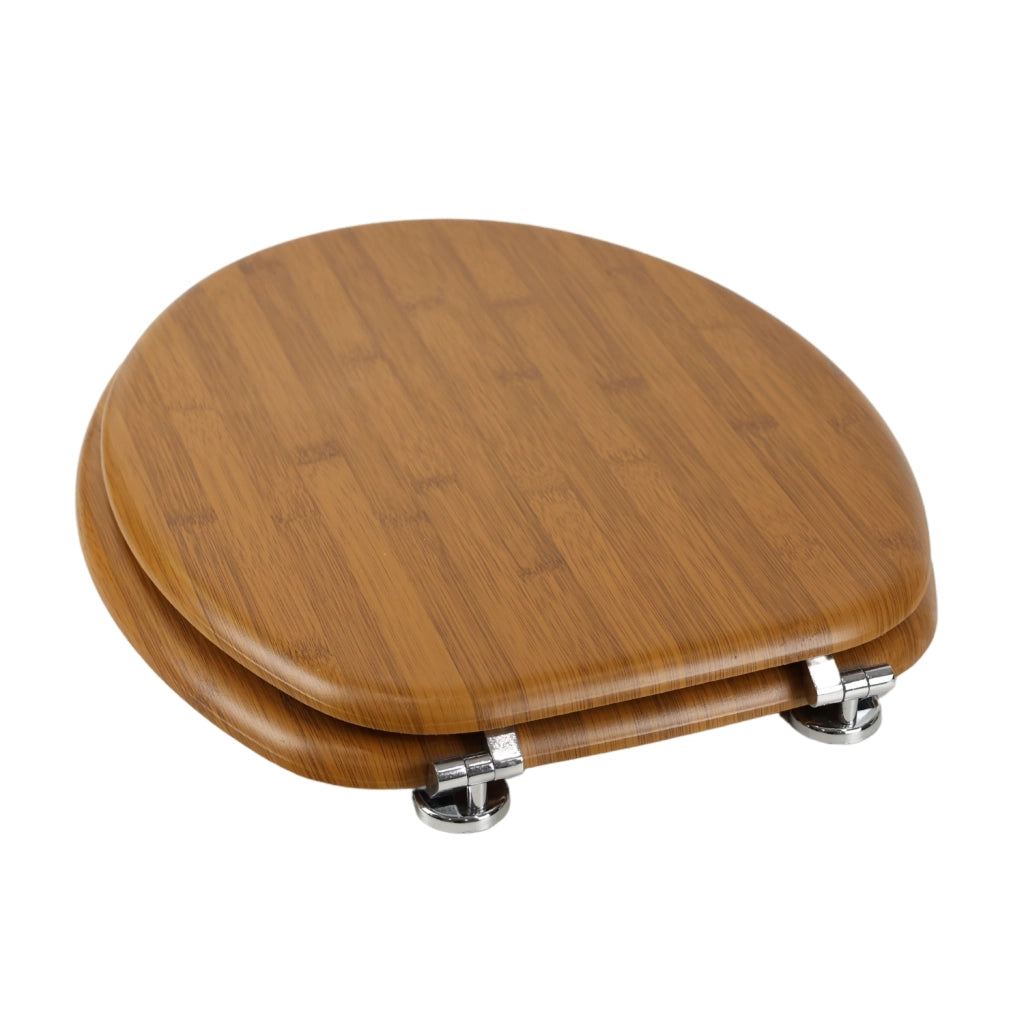 Sedile copriwater tavoletta universale linea bamboo mdf legno cerniere metallo *** tinta acero scuro, confezione 1