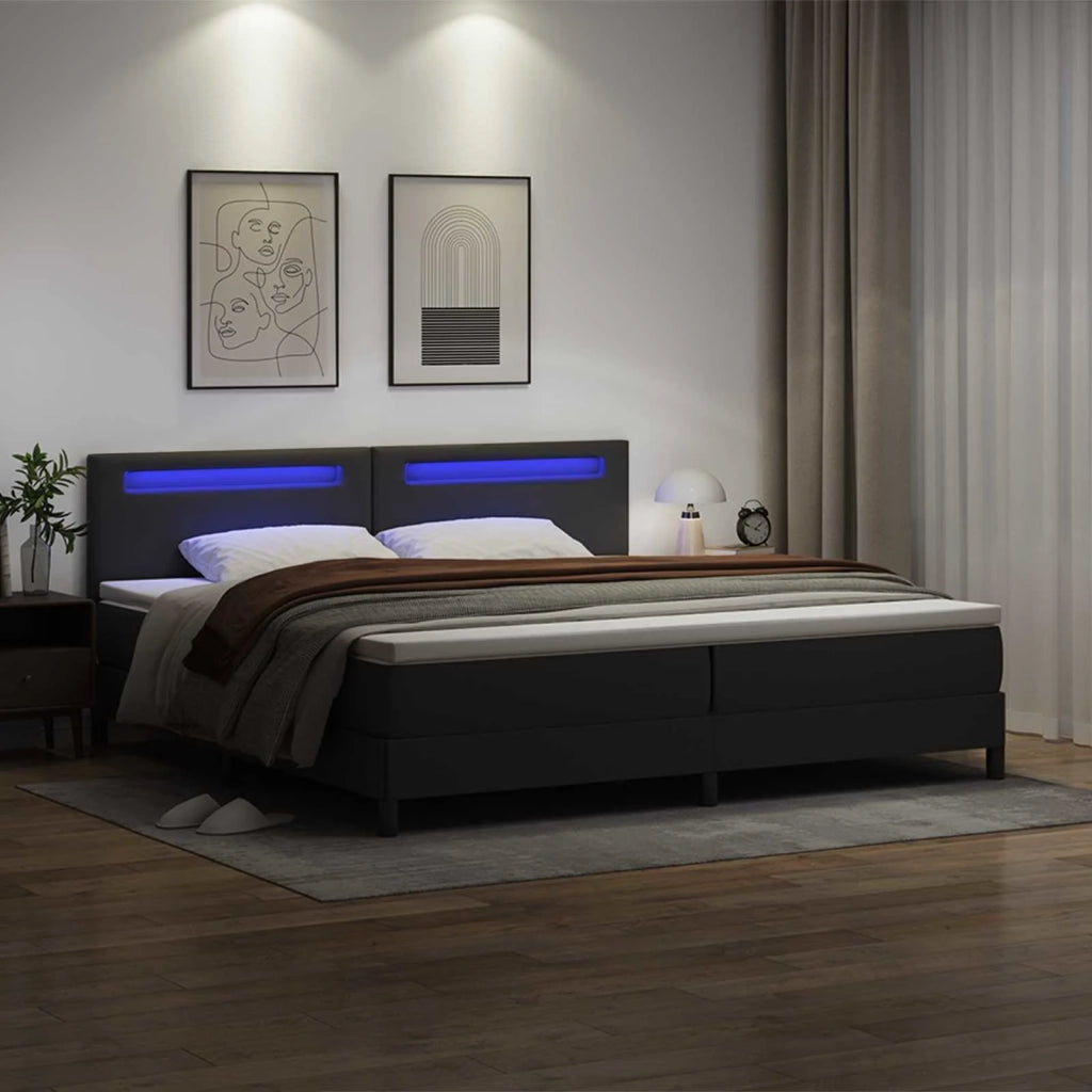 Letto a molle con materasso Nero 200 x 200 cm Pelle sintetica 3339064