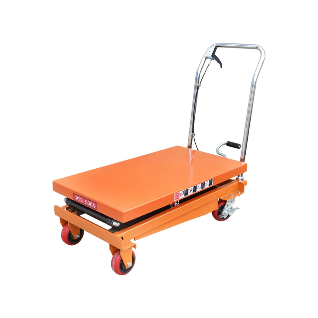 Tavolo di lavoro idraulico mobile, portata 500 kg, altezza 900 mm (a forbice).