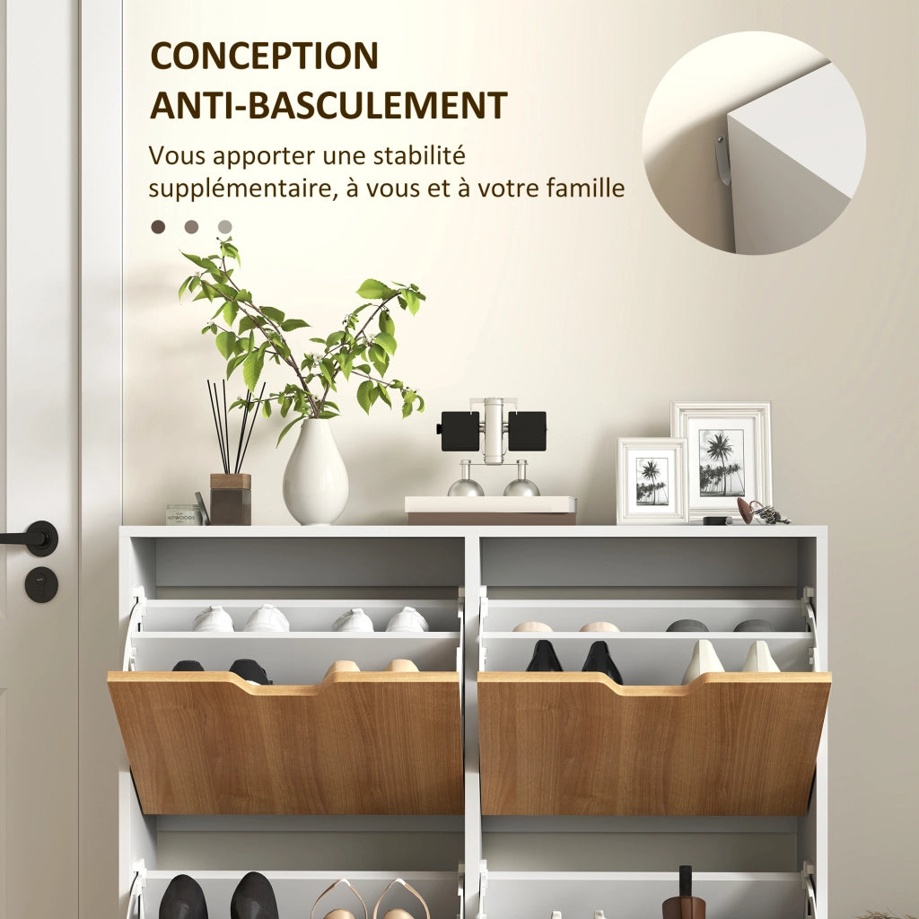 Scarpiera con ante e ripiano regolabile ¨C zephmum ¨C legno di pino naturale 95x26x95 cm