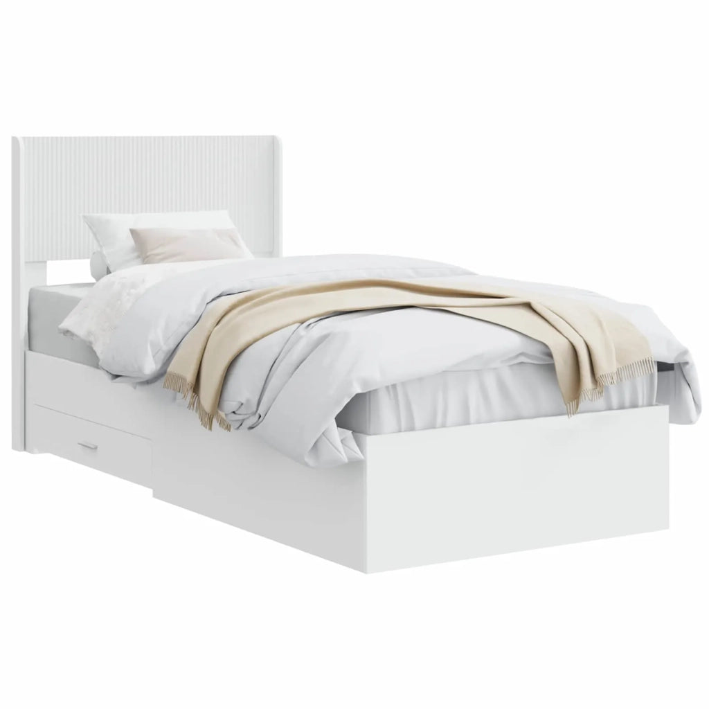 Struttura del letto con stoccaggio e testata Bianco 90 x 190 cm 3414515