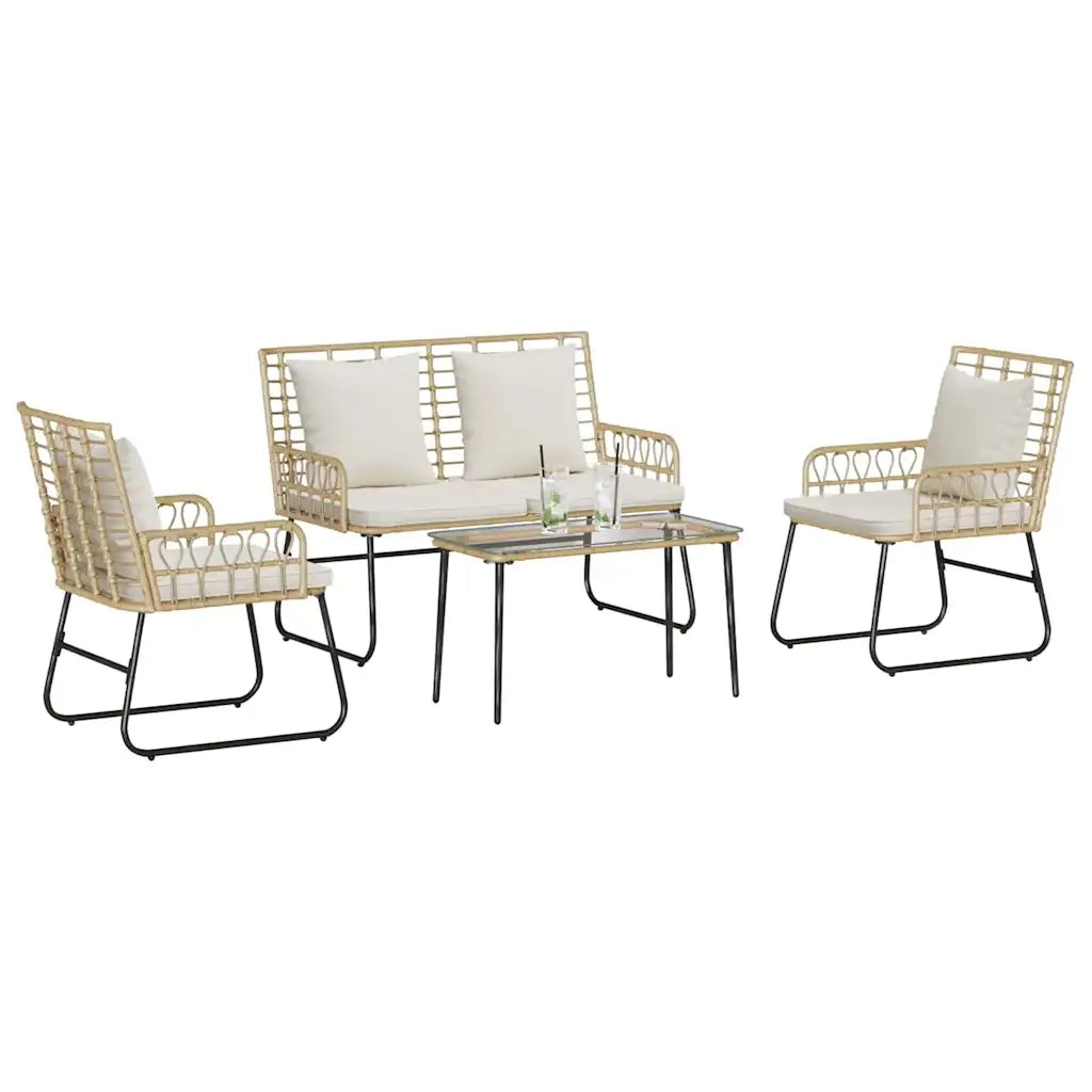 Set di Mobili da Giardino 4 pz | Set Salotto da Giardino Nero e antracite polyrattan