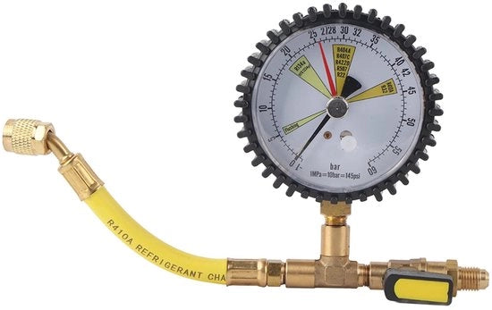 Manometro 80 mm - Drukmeter per climatizzazione - Druktestmeter per refrigeranti - Adatto per R134a/R22/R407C/R410A - Interfaccia di dimensione 1/4 SAE - Drukbereik -1~60 bar