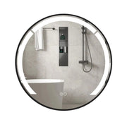 Specchio da bagno rotondo 60 x 3,5 cm con funzione antiappannamento eleganza minimalista in alluminio nero 20_0019531