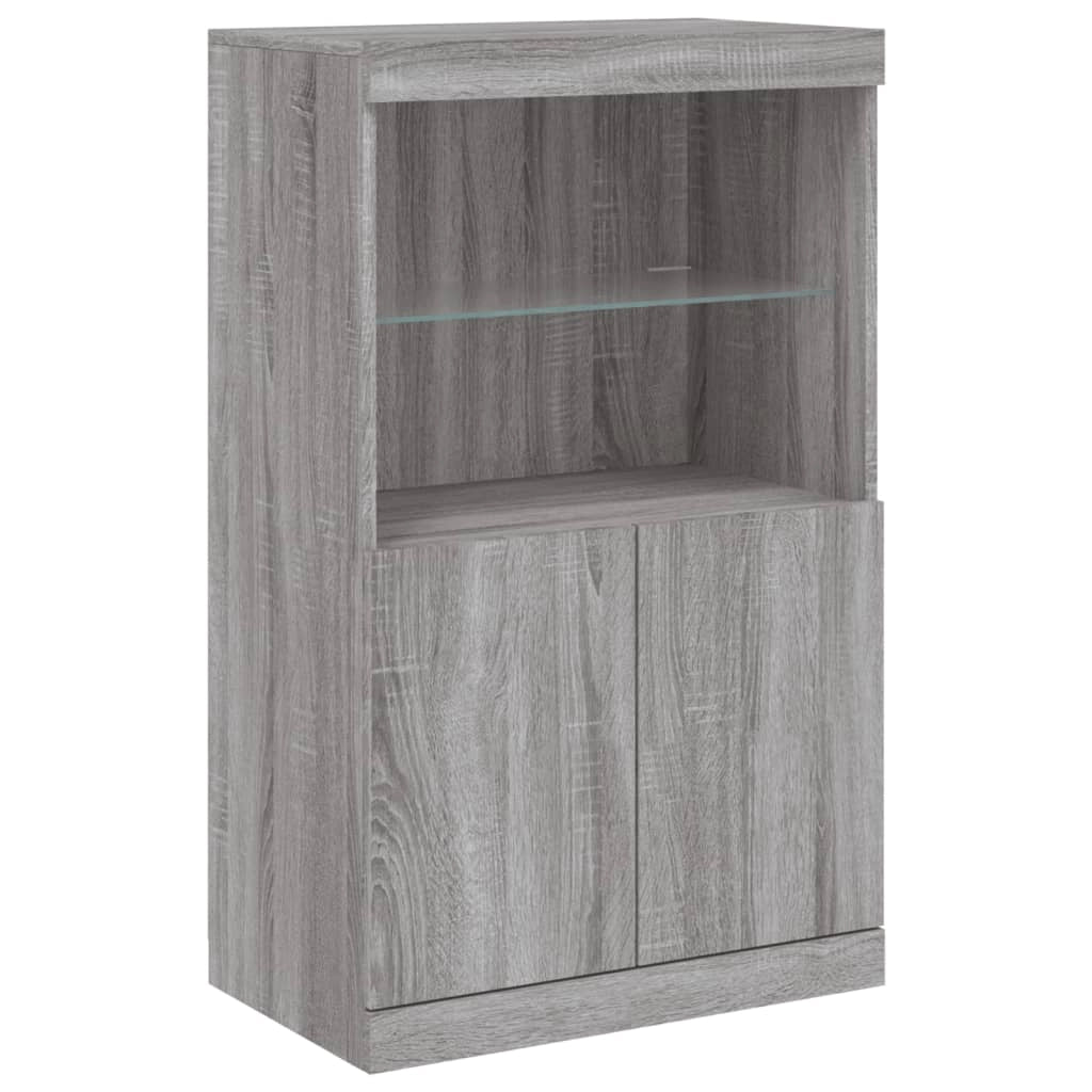Buffet credenza cassettiera armadio mobile contenitore organizer per cucina soggiorno salotto con luci LED Sonoma 60,5 x 37 x 100 cm grigio 02_0030078
