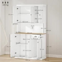Mobile Dispensa Cucina in Legno con Armadietti e Cassetto Stile Country, 101x39x180cm, Bianco
