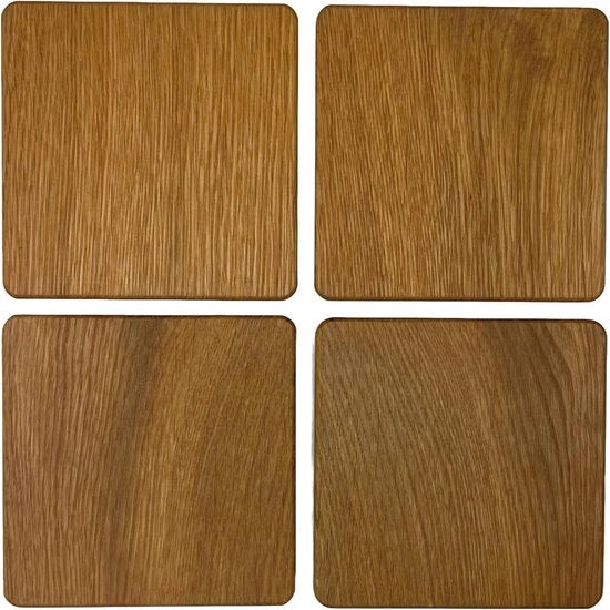 Sottopiedi in legno di quercia massello - set da 4 - trattati a olio naturale - rettangolari - decorazione da tavolo moderna - 10 x 10 x 1 cm