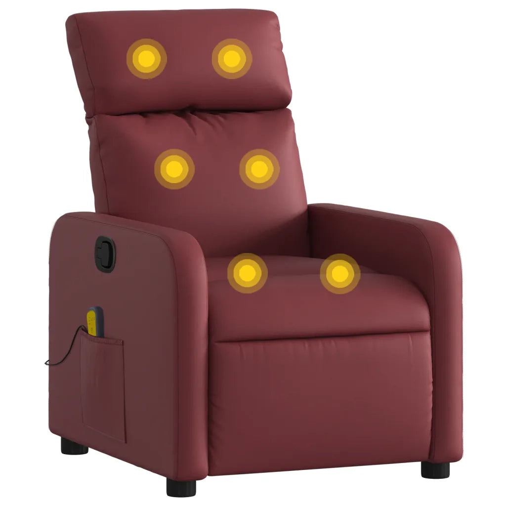 Divano Sedia-Poltrona Massaggiante Reclinabile Rosso vino in Similpelle 829978