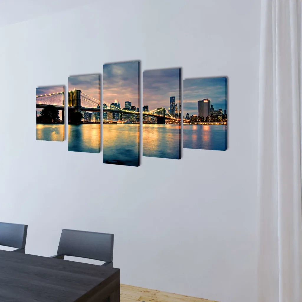 Set Stampa su Tela da Muro Vista Ponte di Brooklyn 200x100 cm 241555