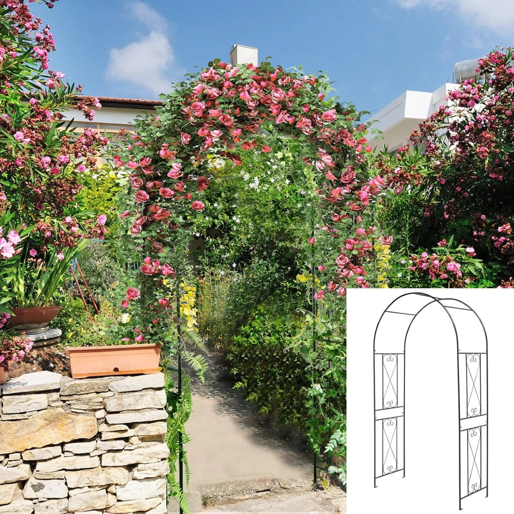 Arco da Giardino in Metallo Resistente per Piante Rampicanti, Rose e Viti, Grigliato per Decorazioni di Matrimoni e Feste, Supporto per Piante per Cortile e Patio