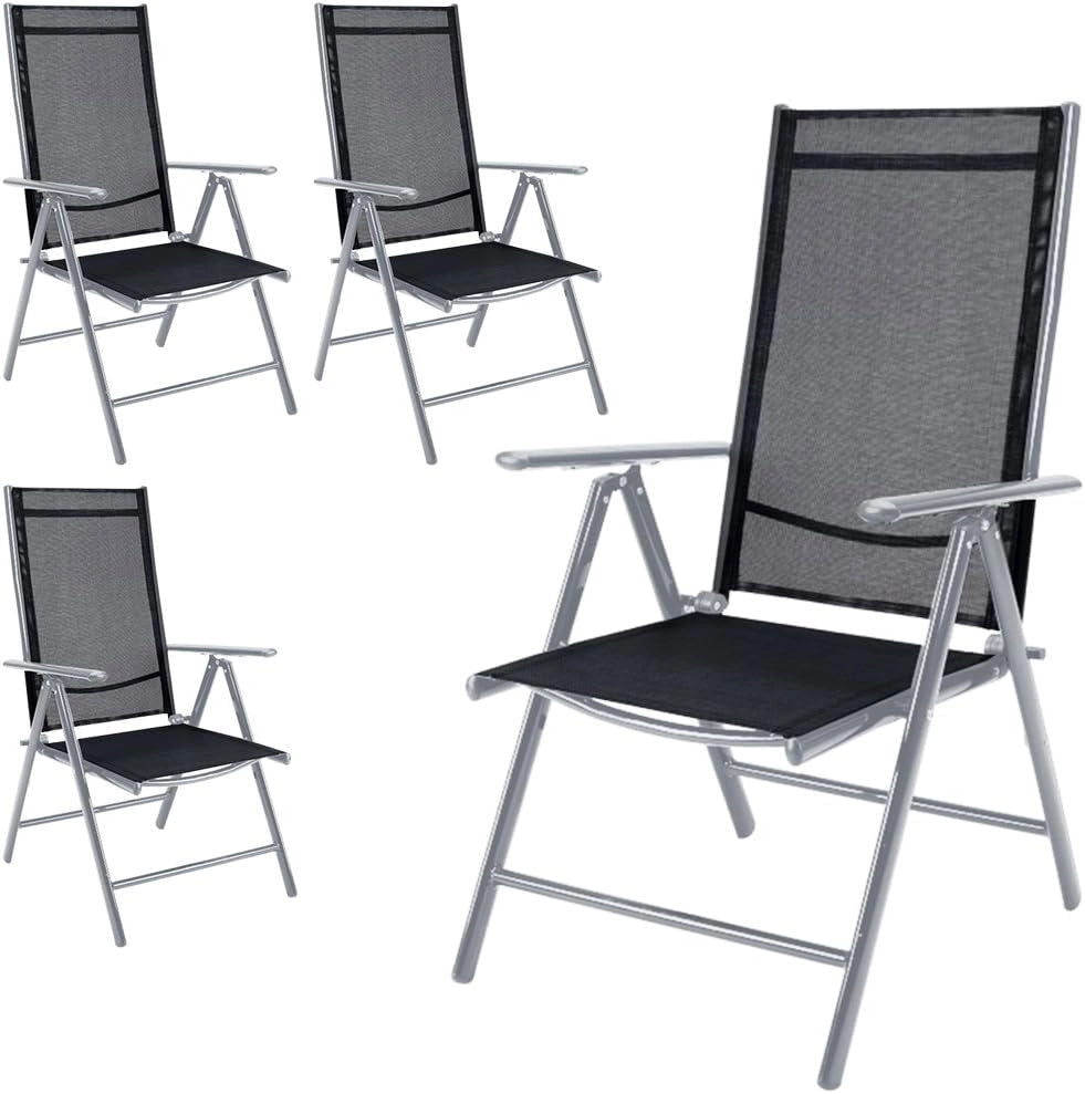 ® Set 2 Sedie Pieghevoli Giardino Alluminio Schienale Alto Regolabile 8 Posizioni Salvaspazio Mobili da Esterno Balcone