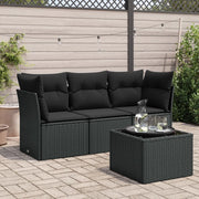 Set Divani da Giardino 4 pz con Cuscini Nero in Polyrattan 3217215
