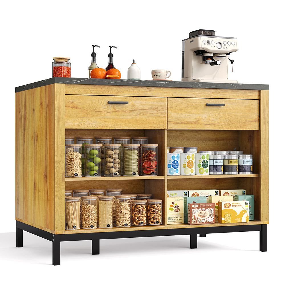 Isola cucina rustica - Xylo - 120x75x90cm 2 cassetti marmo