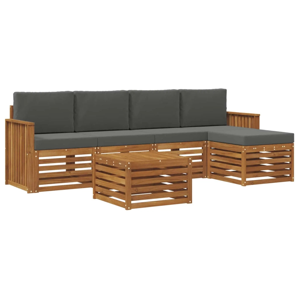 Set di divani da esterno con cuscino 6 pcs Naturale e Antracite 3374687
