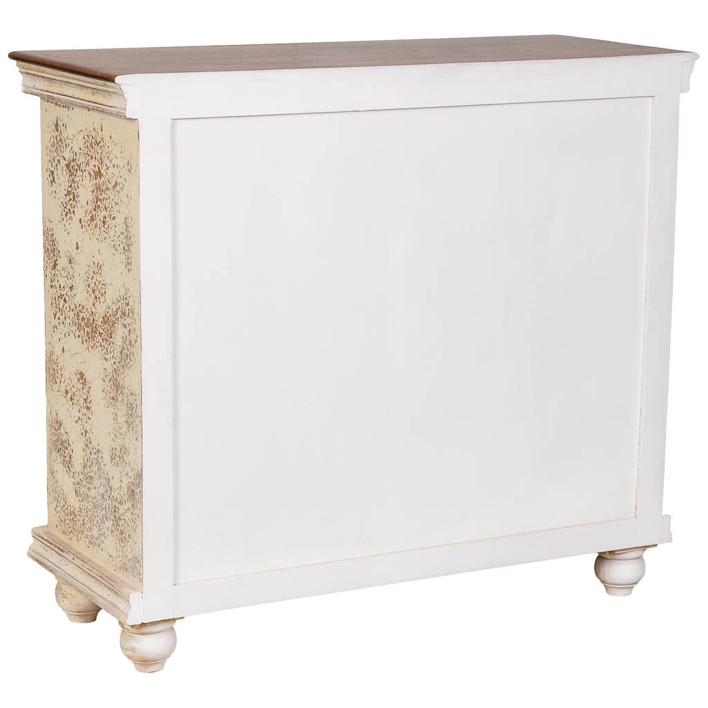 Tavolino da ingresso artigianale in legno bianco 104x43x93h cm