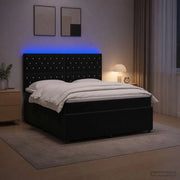 Letto Box Spring LED con Materasso Nero 140 x 190 cm Velluto 3456061